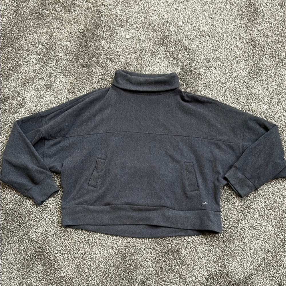 FREELY Black cropped Cowl Neck Sweater with Ribbed Collar- XS- EUC/SFH- SOFT!!